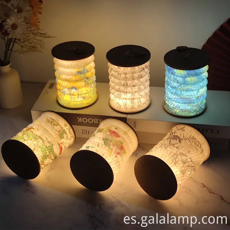 Elegante luz nocturna de linterna de papel portátil para espacios acogedores